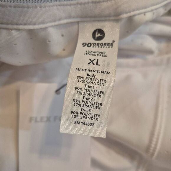 90 Degrees Women's White Poly/Spandex Lux Monet Sleeveless Tennis Golf Dress NEW - Picture 8 of 9